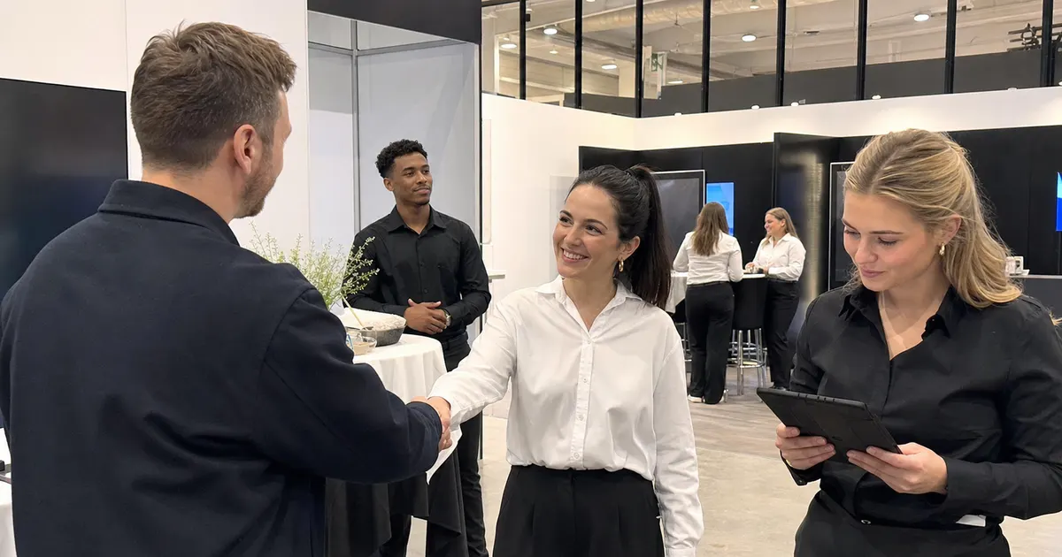 Illustrativt messepersonale ved en corporate stand i København