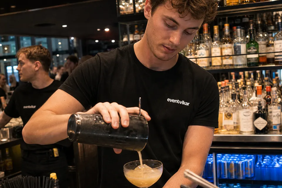 Illustrativ bartenderrolle ved en firmafest