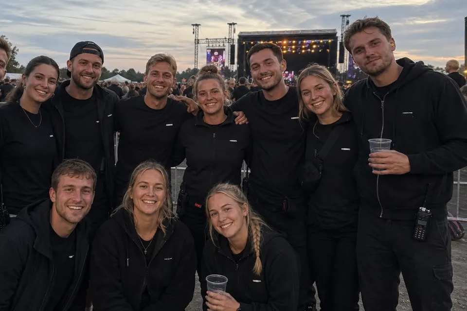 Illustrativt konferenceteam samlet til overlevering