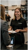 Eventvikar check-in personale smiler ved en indgang