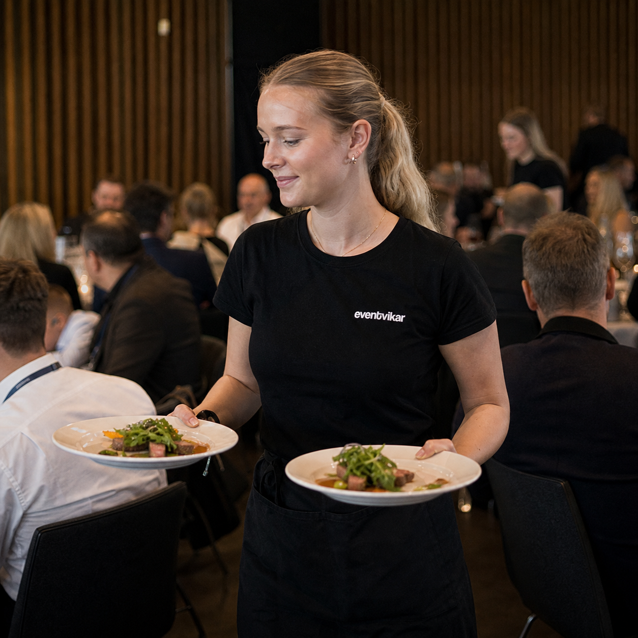 Company party staff serving guests